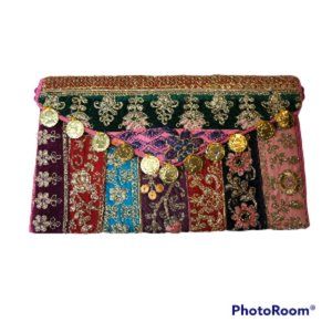 NWT hand embroidered multi colored envelope clutch